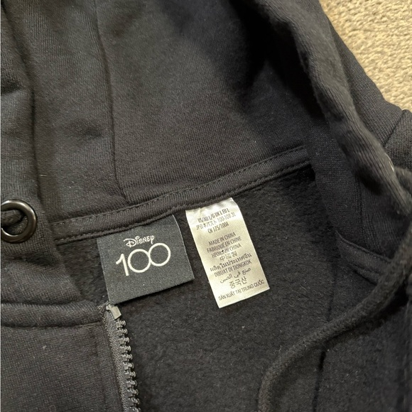 Rare Walt Disney 100th Anniversary Size Large Full Zip Hoodie Black Sweatshirt - Picture 8 of 10